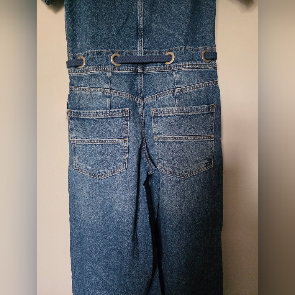 FREE PEOPLE EDISON WIDE LEG COVERALL OVERALL BLUE JEANS SIZE XS‎ - Picture 10 of 11